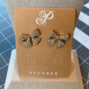 New Elegant Formal Rhinestone Bow Earrings